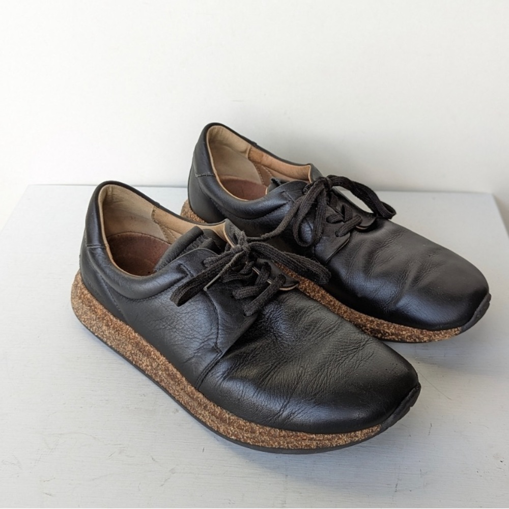 Birkenstock Wrigley Black Smooth Leather Lace Up Sneakers